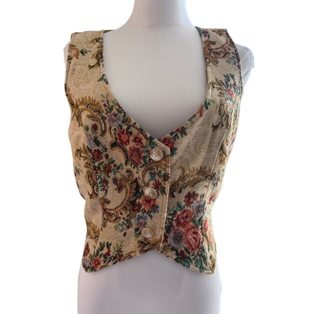 NWT Floral Tapestry Vest Top Medium Cottagecore Victorian Romantic Ren Fair